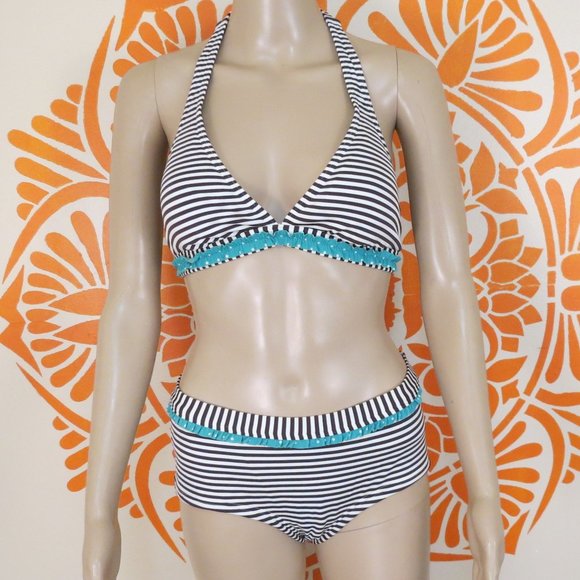Boden Other - Boden Brown & White Striped Halter Bikini S/M